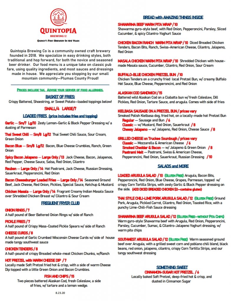 Quintopia Brewing Craft Brewery & Taproom Located in Quincy, CA