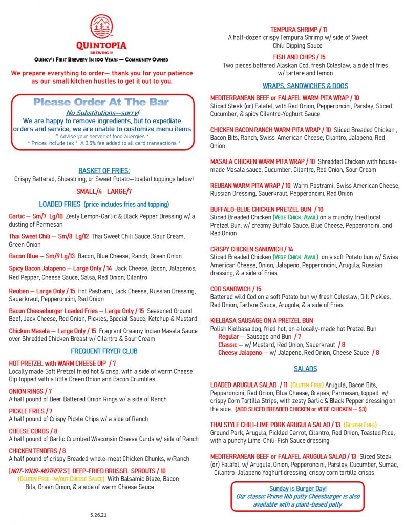 Quintopia Brewing Craft Brewery & Taproom Located in Quincy, CA